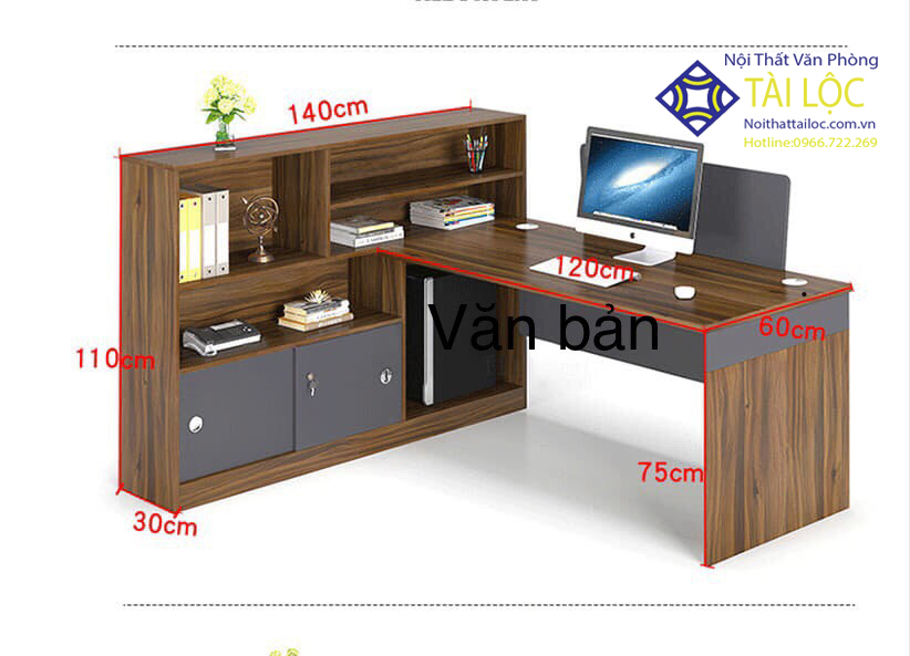 Bàn làm việc kèm tủ - BGĐTL05